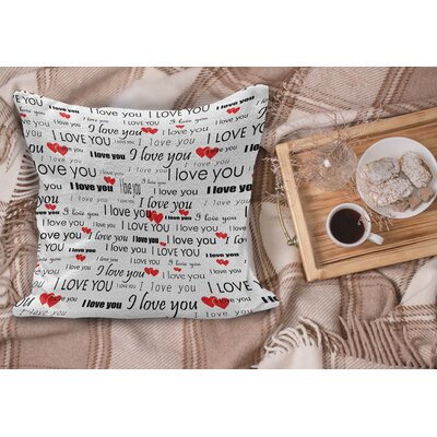 Ambesonne Romantic Fluffy Throw Pillow Cushion Cover, I Love You Words Hearts Romance Couple Valentine Plain Backdrop, Rectangle Accent Pillow Case -  wellminfab_29096_26x16