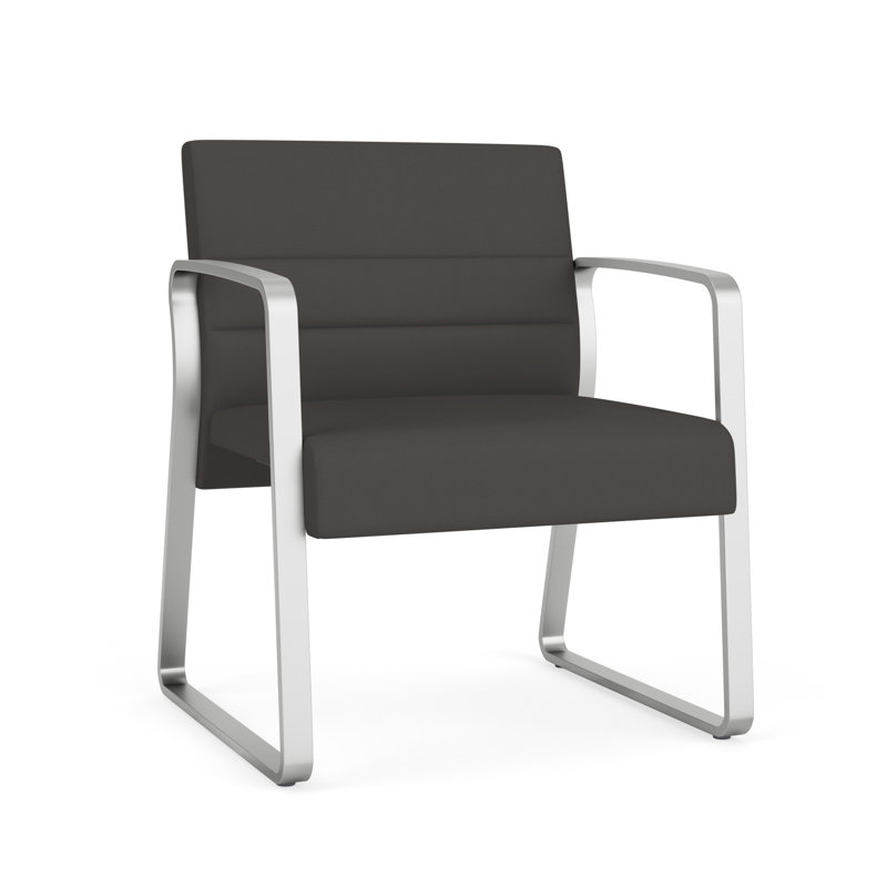 Structure en métal à base de chaise d'invité surdimensionnée Waterfall, Argent, Vinyle gris anthracite Patriot Plus
