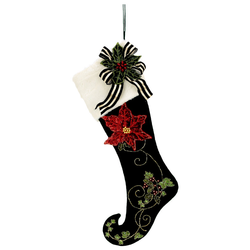 Poinsettia Ivy Stocking - 22 X 7 Inches