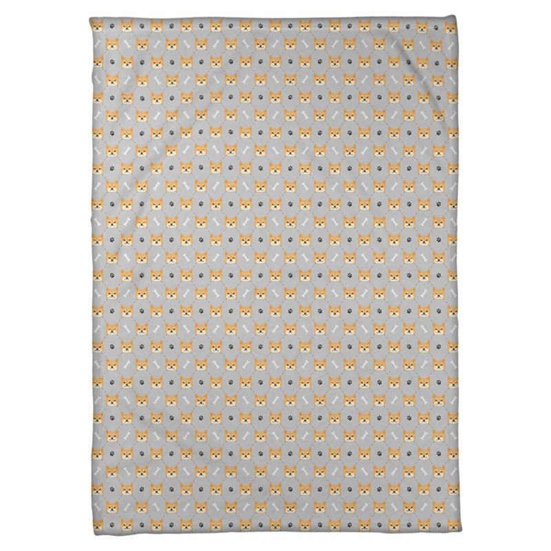 Couverture polaire shiba shiba Katelyn  Elizabeth, l 52,5 po x L 62,5 po, Gris