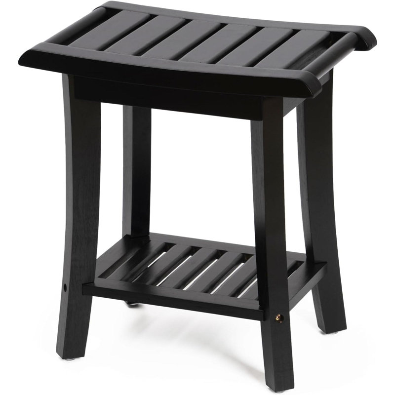 Barnong 16'' W Solid Wood Shower Bench, Black