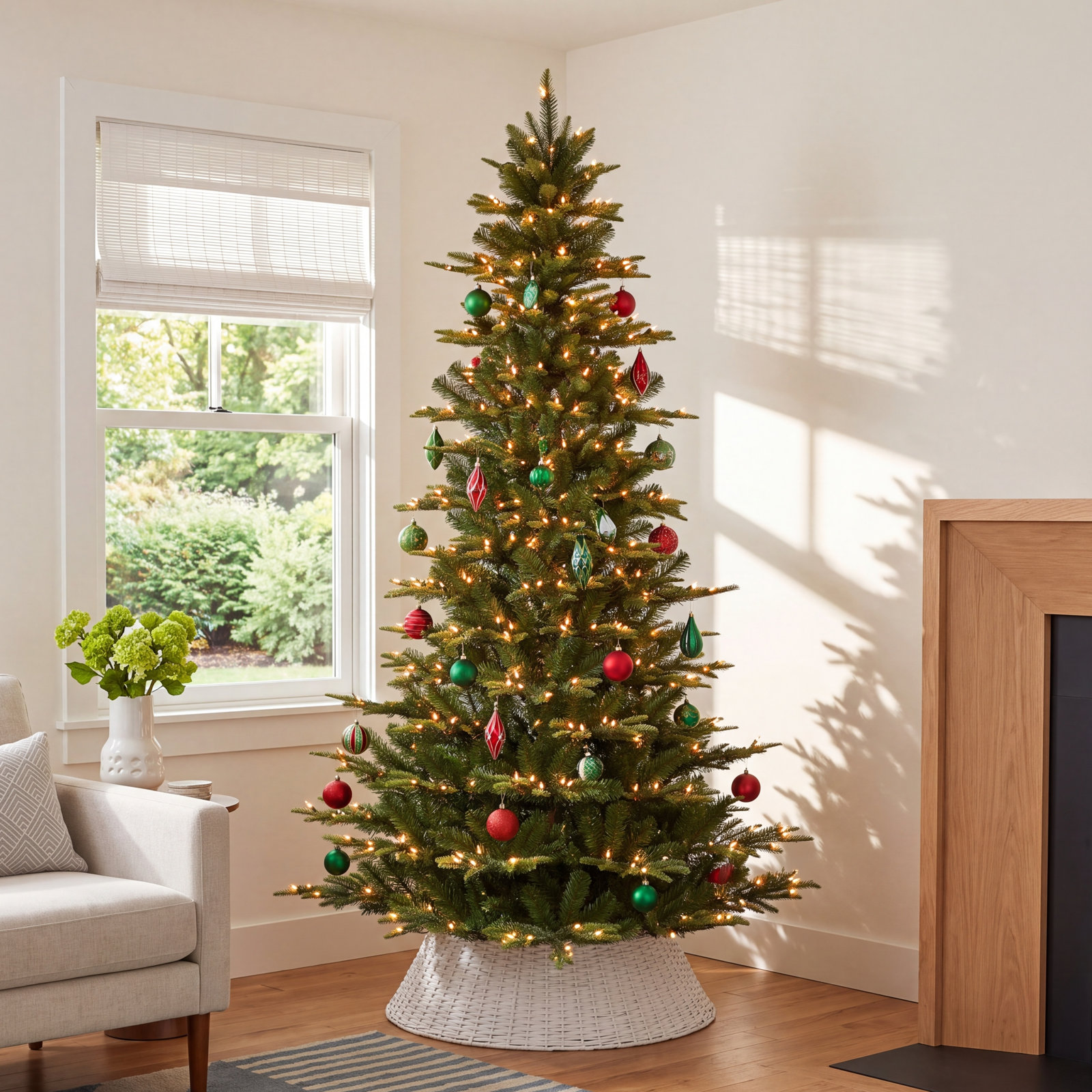 Lighted Artificial Fir Christmas Tree, 7.5'