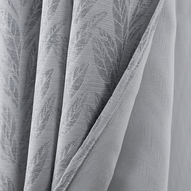 Reba Subtle Leaves Woven Texture Window Curtain, Gray
