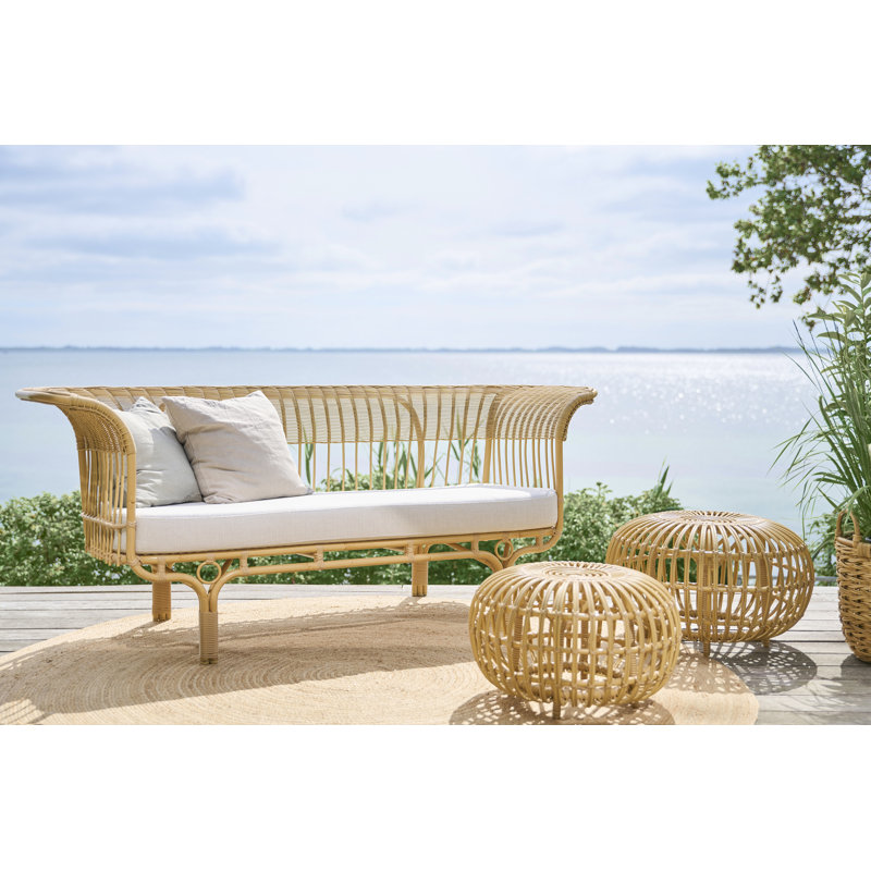 Canapé d'extérieur Franco Albini Belladonna, Toile de voile goéland à motif géométrique Sun, Naturel