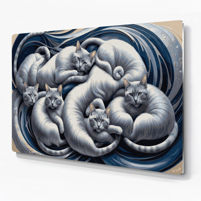 Cats Russian Blue Gray Metal Wall Art