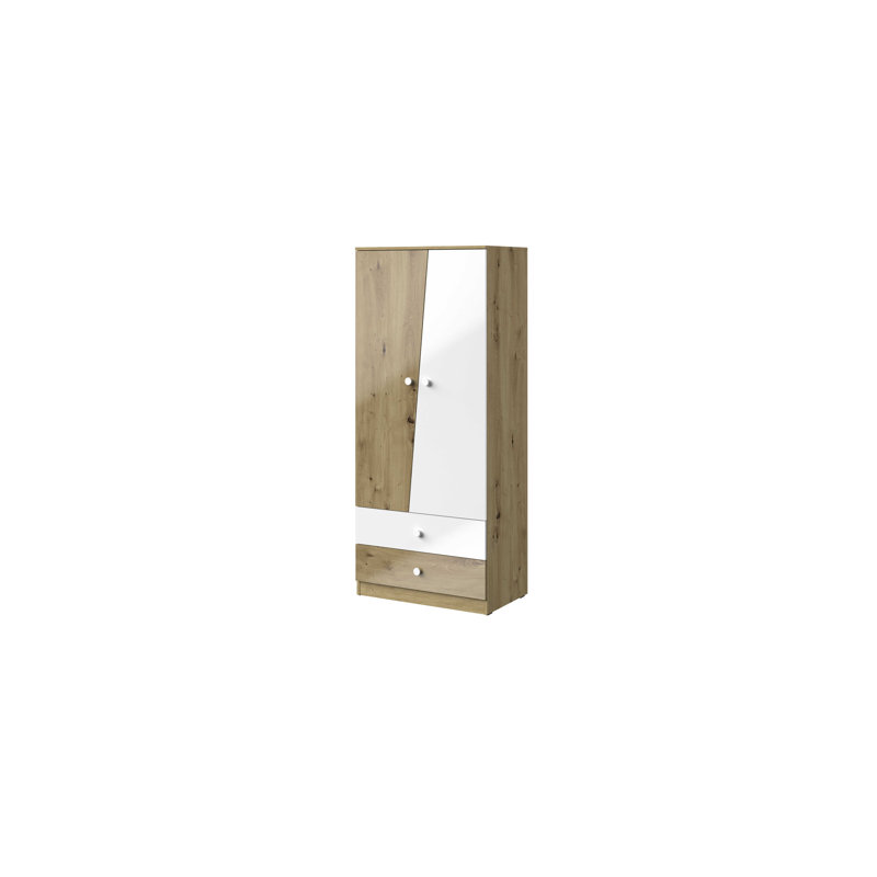 Nantes 2 Door Manufactured Wood Wardrobe, White High Gloss