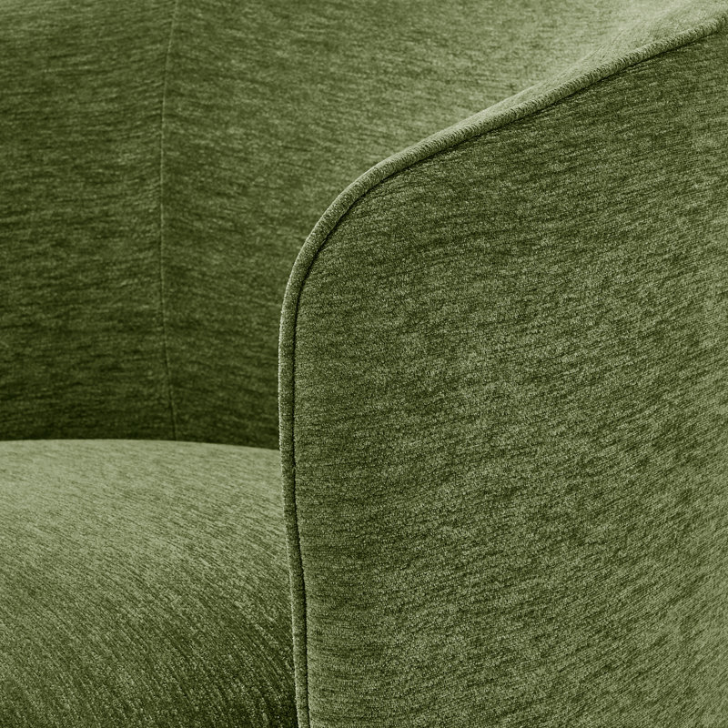 Tanard Upholstered Fabric Round Swivel Accent Armchair - Elegant Stylish Cylindrical Design, Green