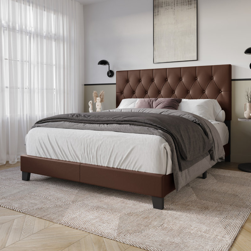 Lit tapissier Araseli, Grand, Marron
