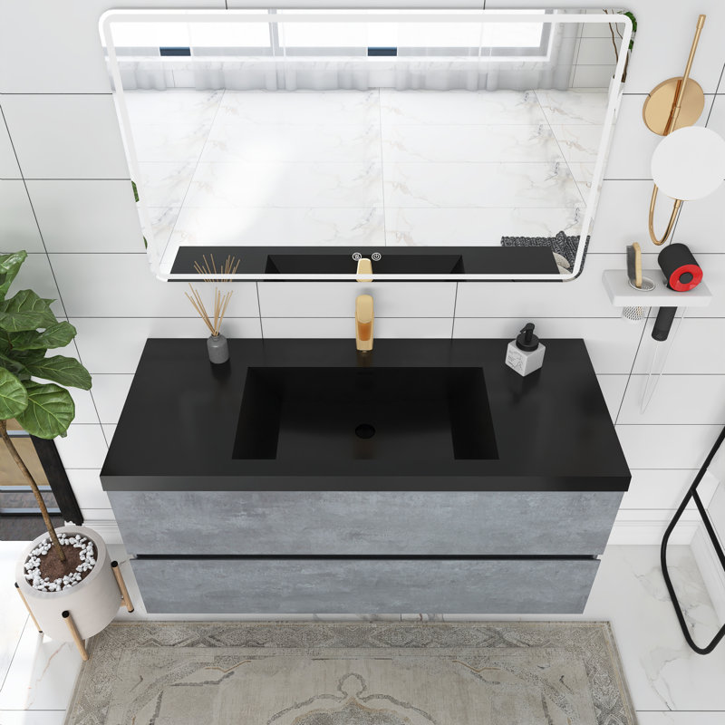 Ellese 48'' Wall Mounted Single Bathroom Vanity with Quartz Top