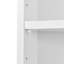 Armoire de salle de bain autoportante blanche en coin avec 2 portes, tablettes réglables et tablette ouverte