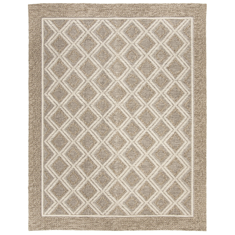 Kentshire Hand Woven Wool/Cotton Geometric Rug in Beige, Rectangle 9' x 12'