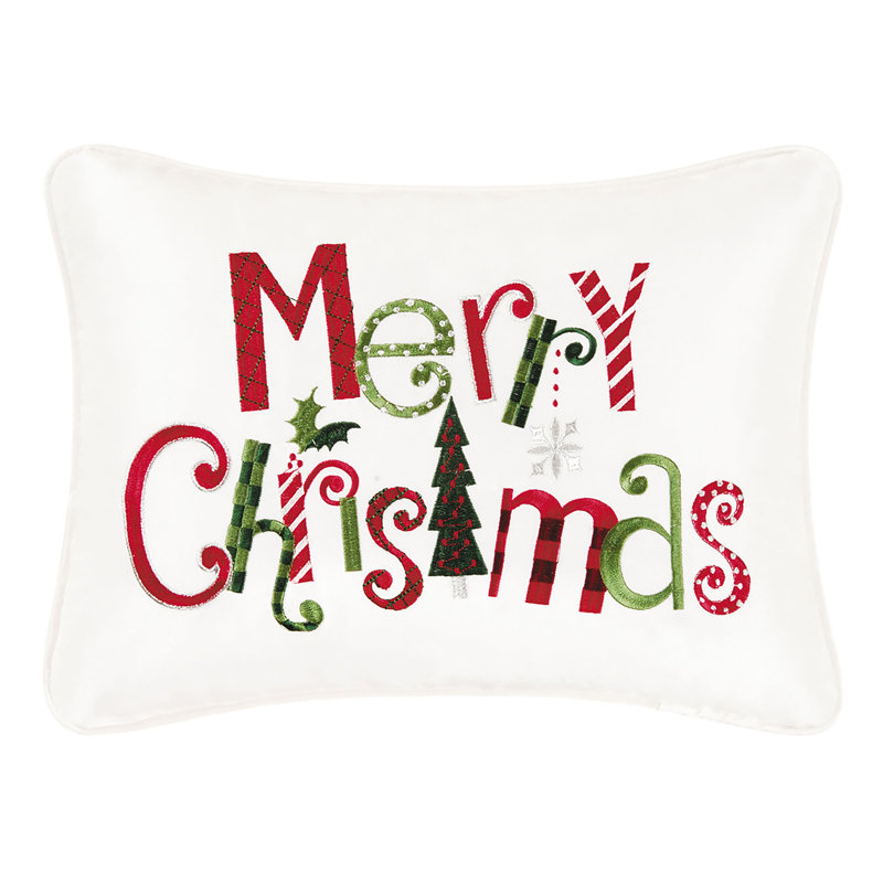 Merry Christmas Embroidered Throw Pillow