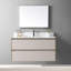 Plateau de meuble-lavabo en pierre frittée de 43 po x 22 po pour salle de bain avec lavabo en céramique et blanc tendance