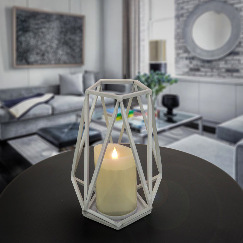 Lanterne 12 po avec cheminée en verre, gris glacier, H 10,20 po x l 7,50 po x P 7,50 po