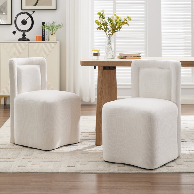 Upholstered Dining Chair Kitchen Side Chairs, White
