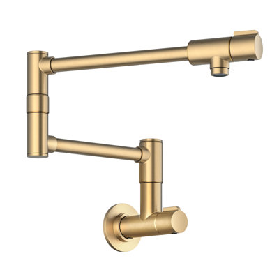 KRAUS Bolden Wall Mount Pot Filler Kitchen Faucet With Retractable Arm In Spot-Free Brushed Brass