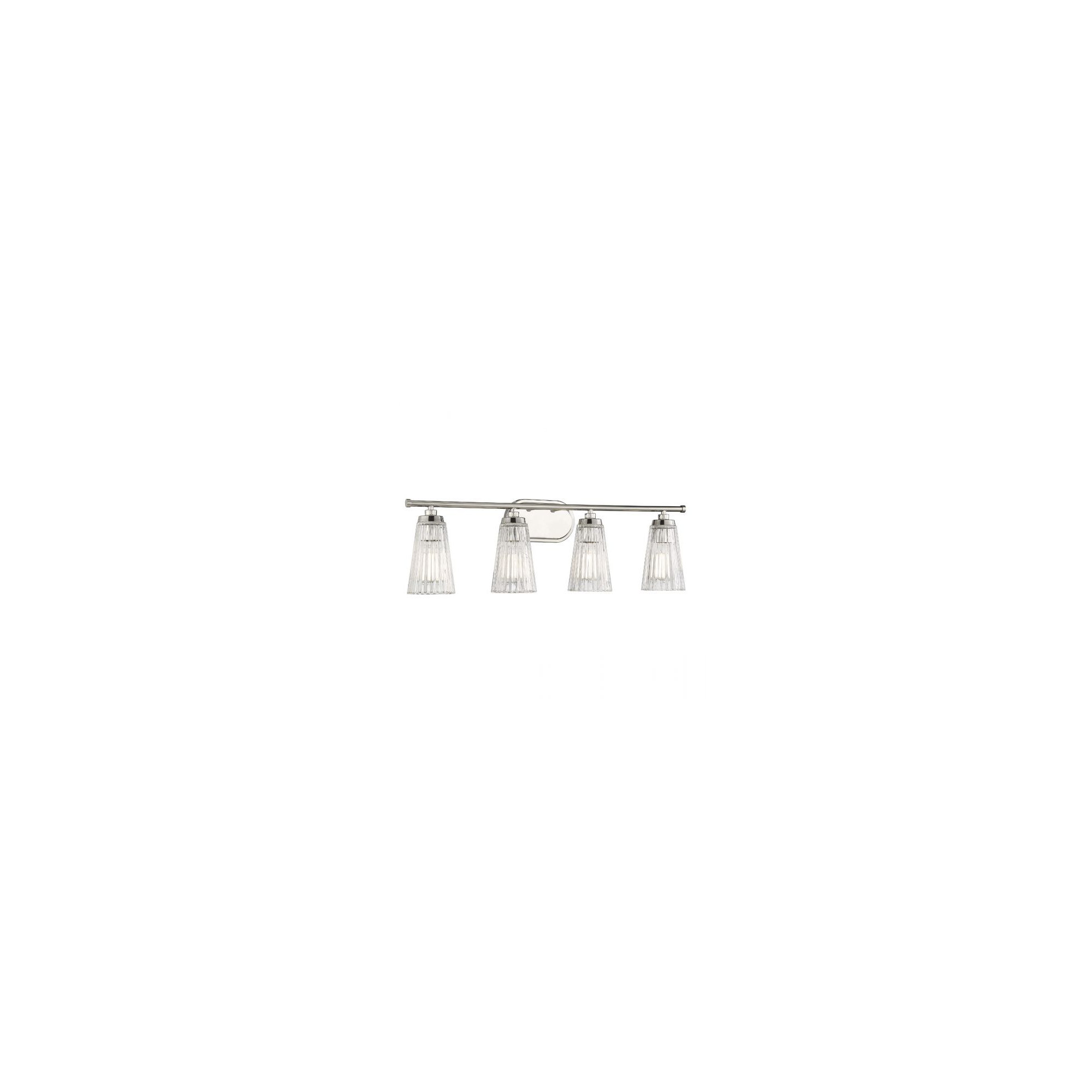 Jeanie Steel and Glass Dimmable Bathroom Vanity Light , Chrome, 10" H x 30.5" W x 30.5" D, 4 Lights