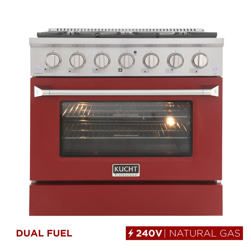 Kucht 36'' W Free Standing Range, Red, Natural Gas