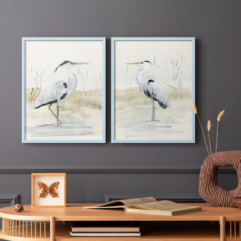 Reproduction encadrée Heron I-Premium - prête à être accrochée - aucun clou requis - aucun clou requis, H 21 po x l 34 po