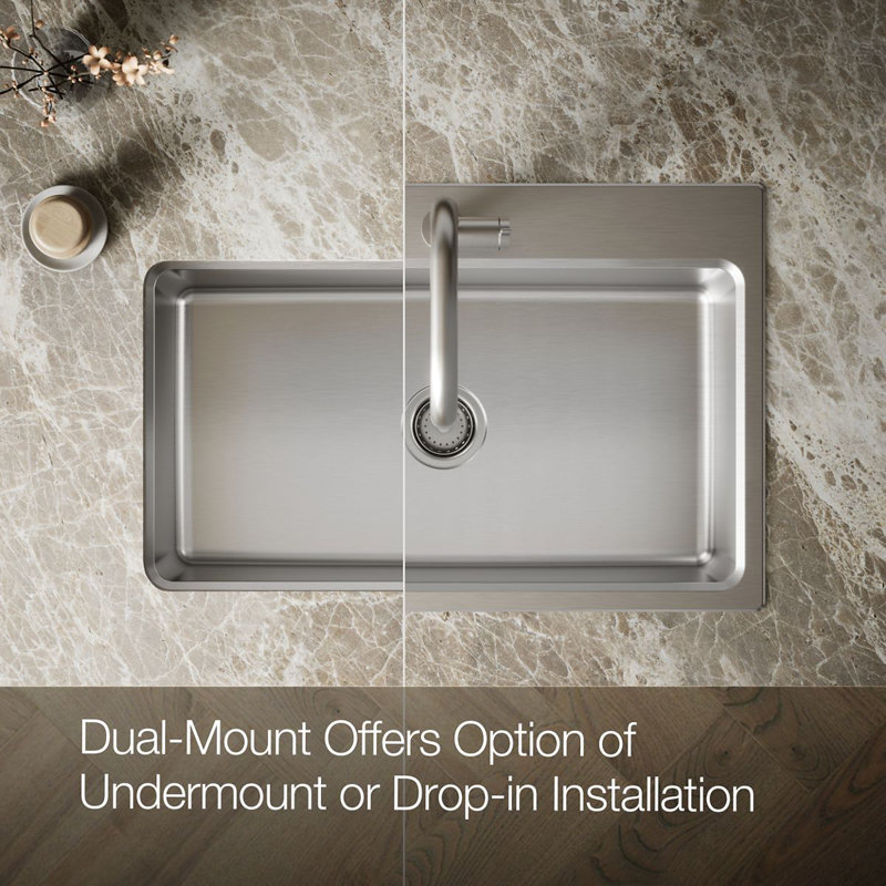 Prologue 33" L x 22" W x 9" D Top-Mount/Undermount Kitchen Sink