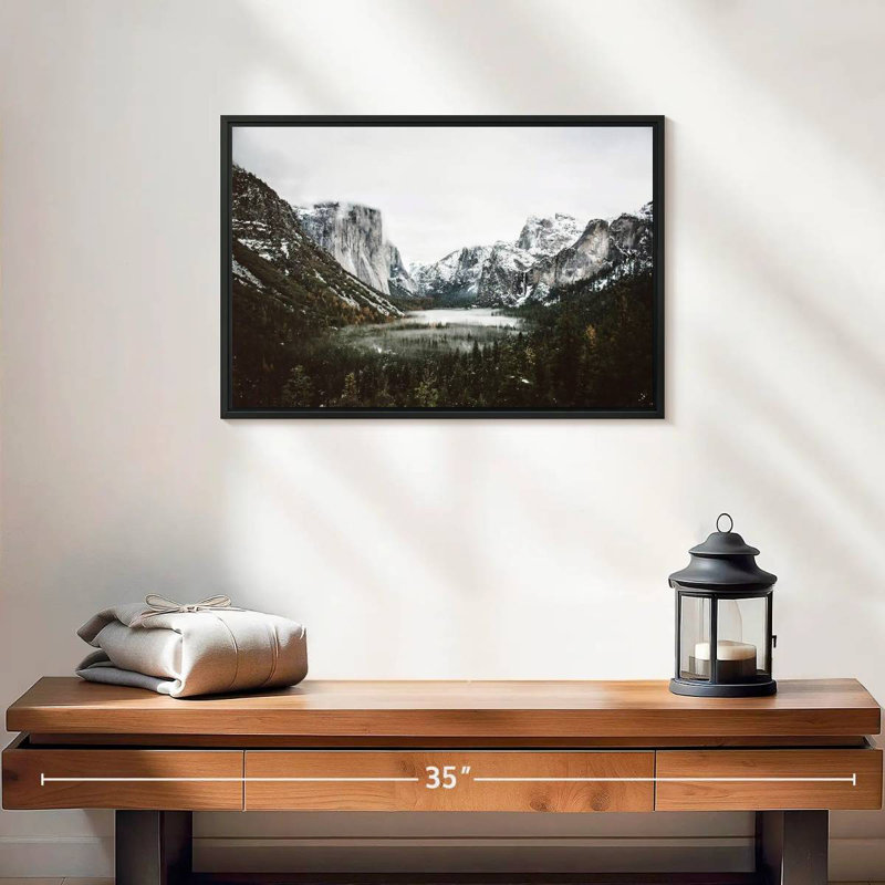 Yosemite Winter Magic, 19 po x 13 po, Cadre flottant noir