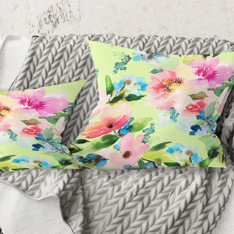 Coussin Floral Botanical Retro IV - Mid-Century Modern, 18 po x 18 po