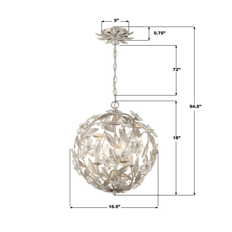 Luminaire suspendu antique 6 lumières Meyah, Argent argent