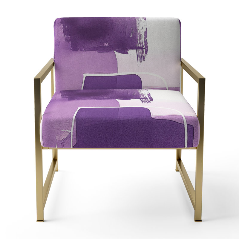 Fauteuil d'appoint rembourré Compson Glam Dancing Shape I - moderne et mauve, Doré