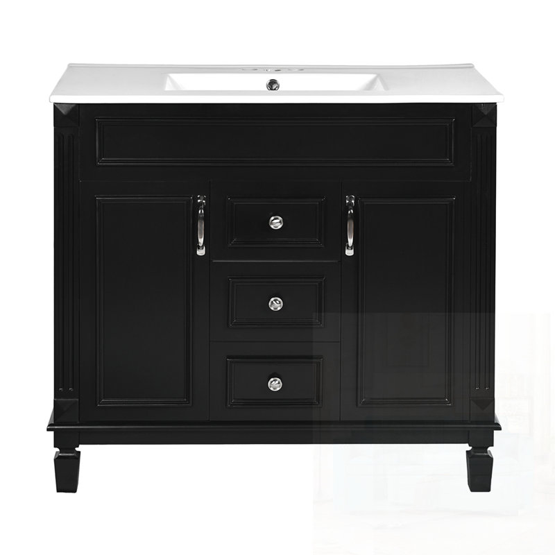 Meuble-lavabo simple 36 po avec comptoir 36 po, Noir