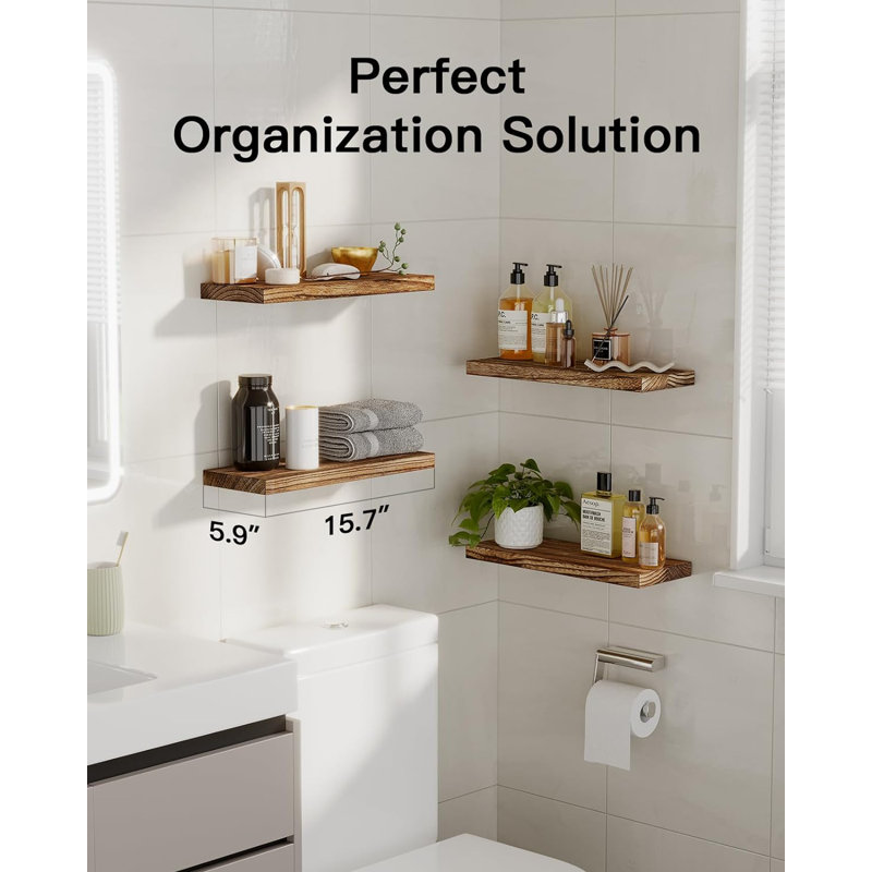 Jennaya 4 Piece Floating Shelf, Brown