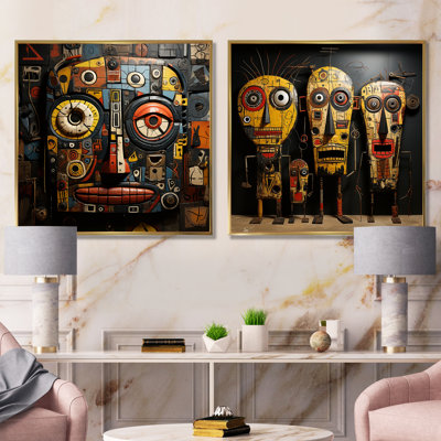 «Tribal African Mask I» - ensemble de 2 reproductions d'art sur toile