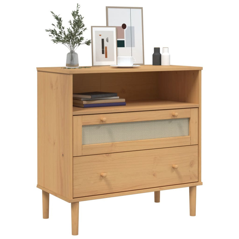 80cm Sideboard Rattan Look, Brown
