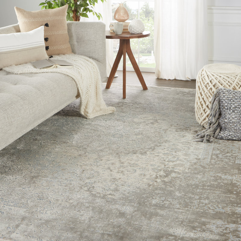 Tapis oriental gris tourterelle / mer orageuse / gris Whitecap Rolnik, Rectangle 8 pi x 10 pi
