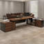 Bureau de direction brun en L en bois massif avec 3 tiroirs-117867045-117867047