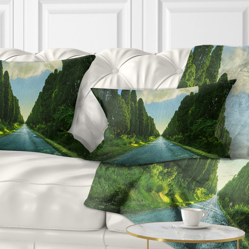 Coussin droit, cypress arbres - paysage imprimé