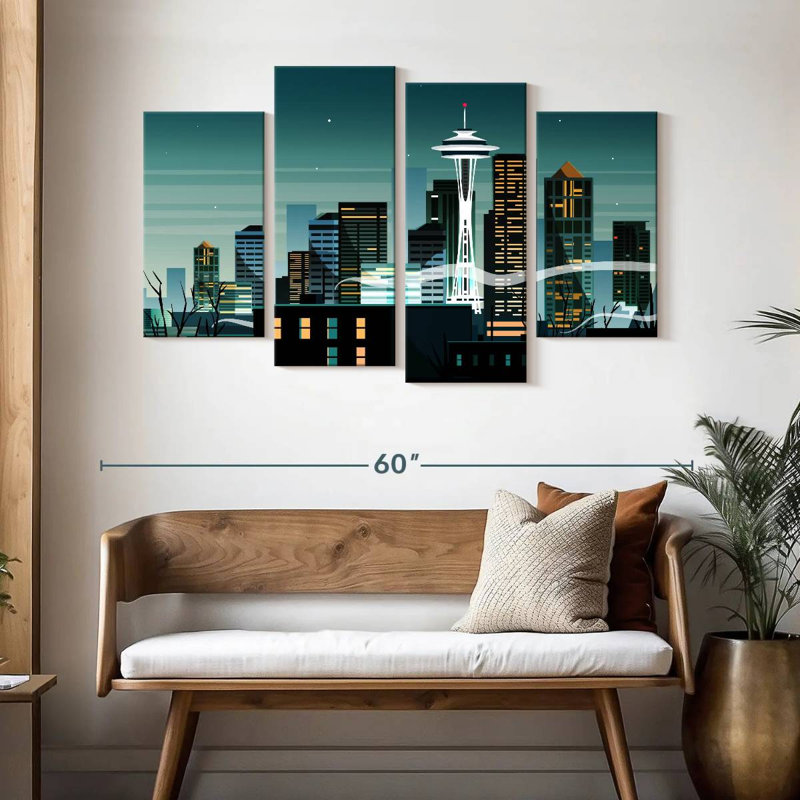 Seattle city nightscape Sireci, H 32 po x l 52 po