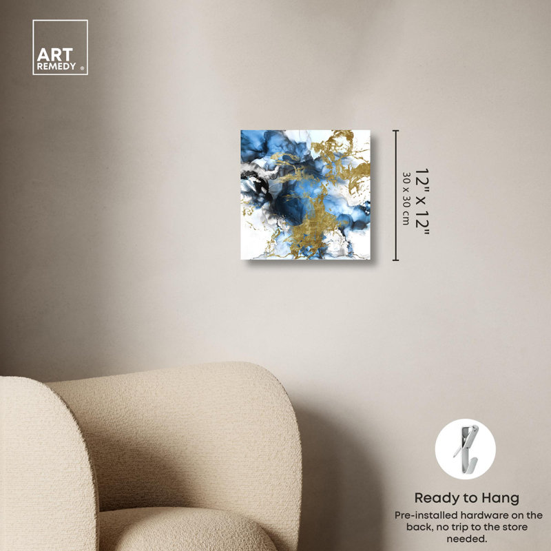 Ange, visite, toile carrée, art abstrait coloré par Art Remedy, Toile tendue, H 12 po x l 12 po