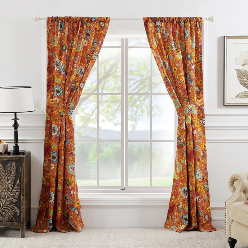 Greenland Home Fashions Astoria Spice Window Panel Pair 84-inch L, Spice, 84" L x 42" W
