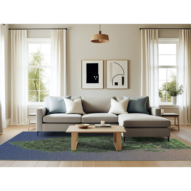 Tapis de zone verte à motif, Rectangle 6 pi x 9 pi