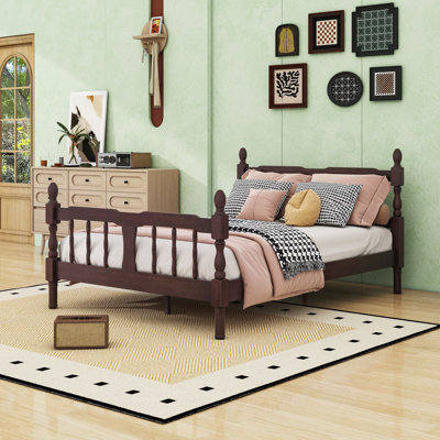 Wooden Bed with Spindle Headboard and Footboard