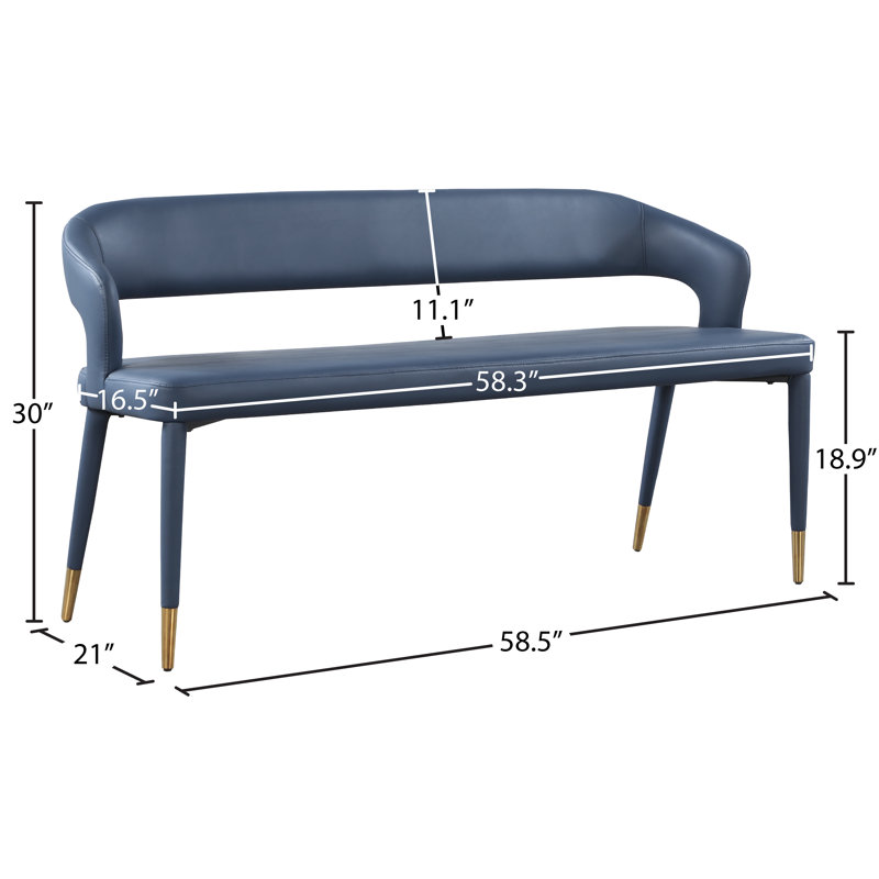Banc en similicuir Whitnay, Cuir végétalien bleu marine