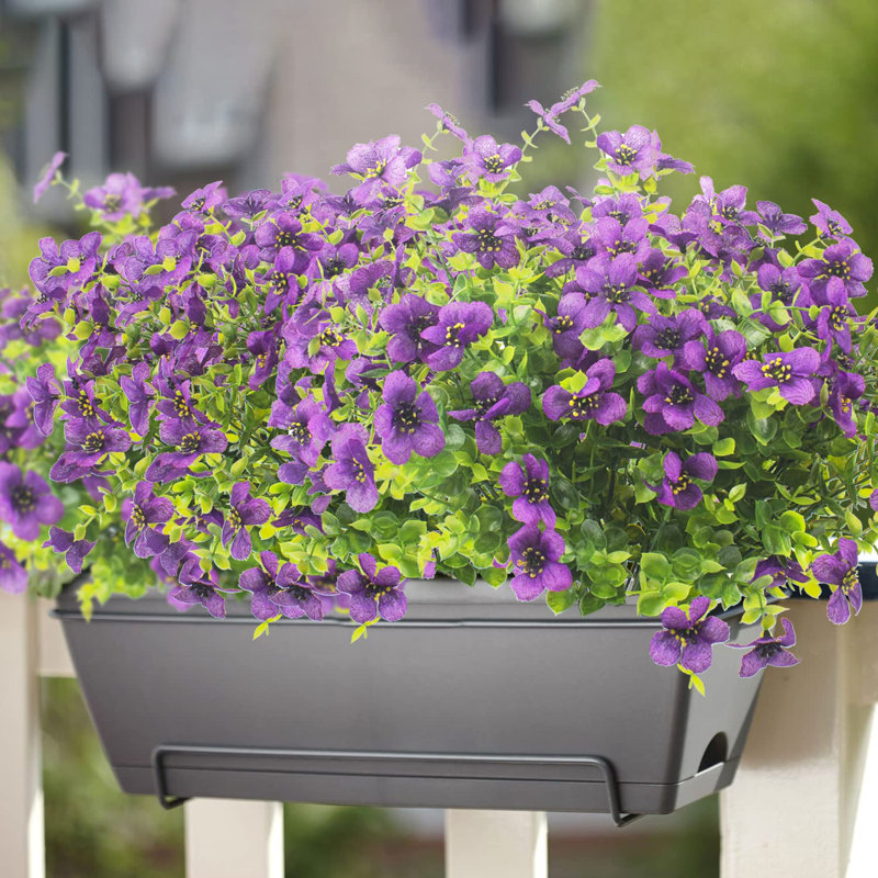 10 faisceaux de fleurs artificielles pour l'extérieur résistant aux rayons UV, Mauve