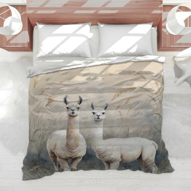 Édredon deux lamas dans un champ, Grand lit