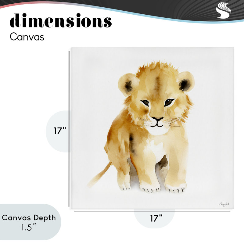 Toile Minimal Lion Cub, design par Roozbeh, H 17 po x l 17 po