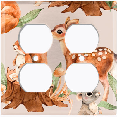 Plaque murale murale à 2 bandes Animal Deer Squirrel Friends