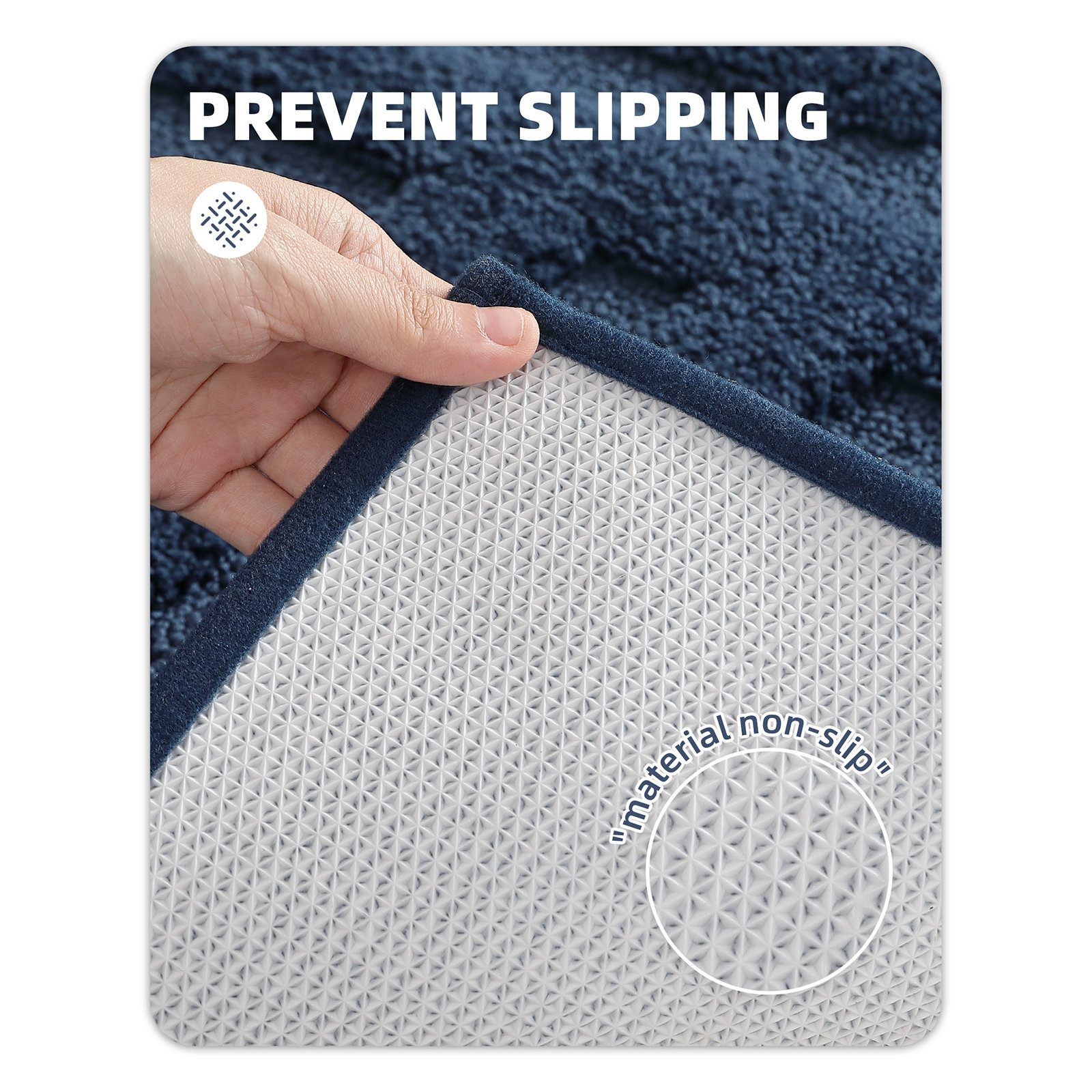 Non-Slip Bath Rug, 20" L x 47" W, Blue