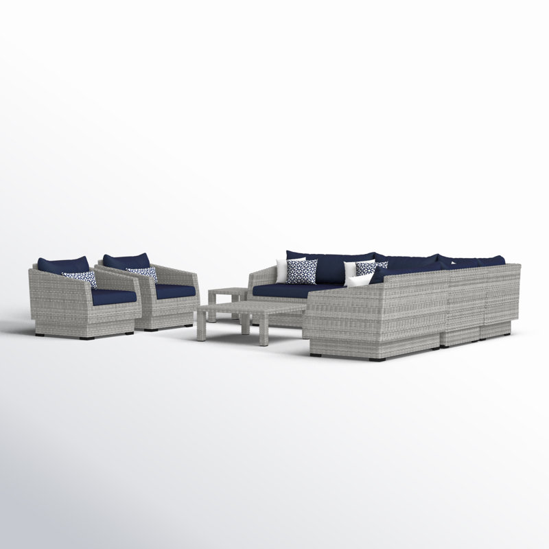 Cannes 9 Piece Seating Group with Cushions, Canvas Navy Sunbrella® Canvas