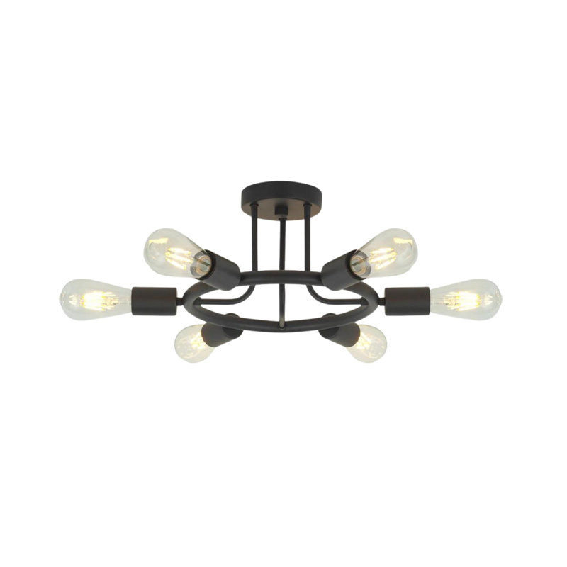 Plafonnier semi-encastré 6 lumières, Noir mat