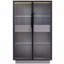 Vitrine autoportante 60,6 po avec 2 tiroirs de rangement, portes en verre et éclairage DEL pour espaces de vie modernes - gris