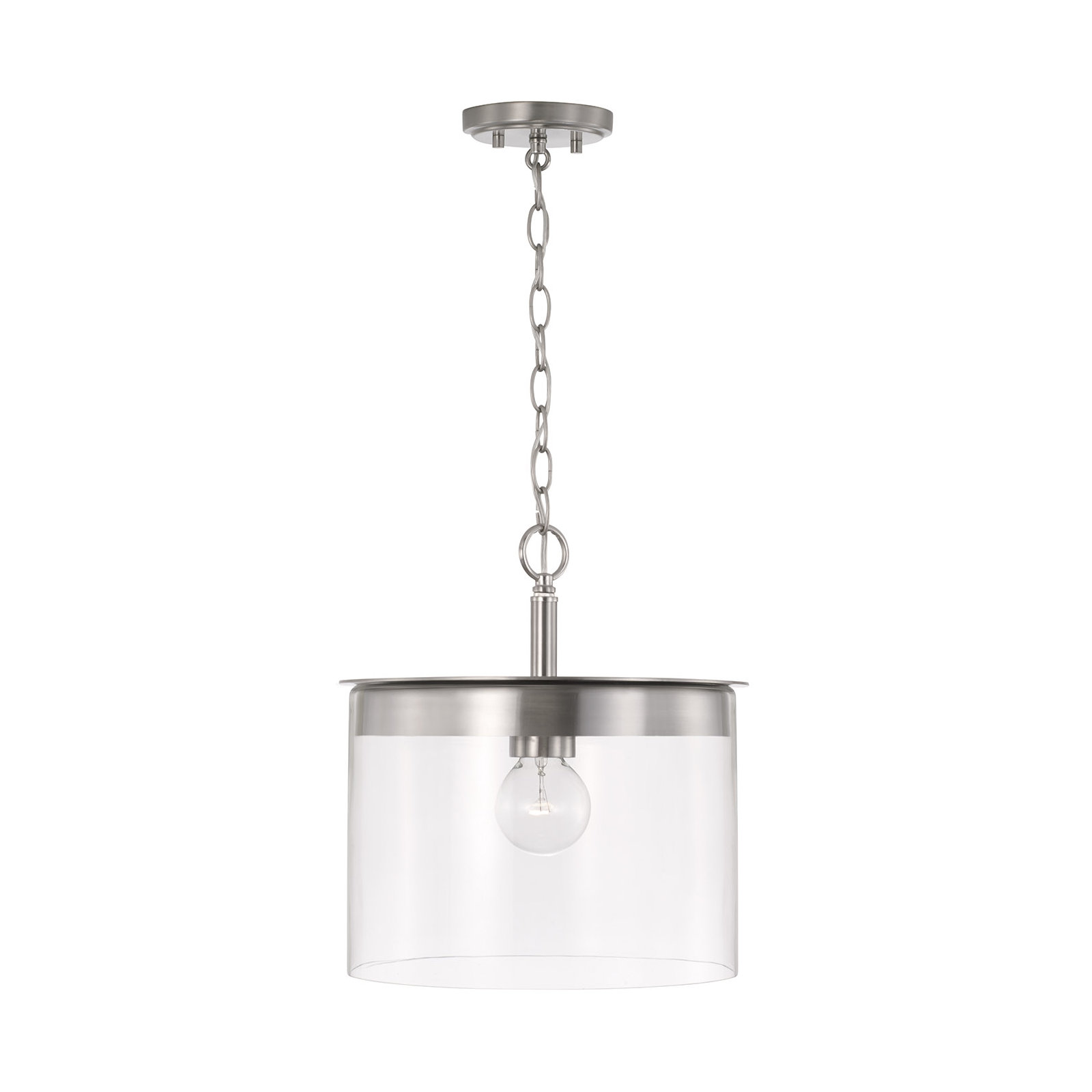 Elstone Single Light Glass Dimmable Pendant, Brushed Nickel